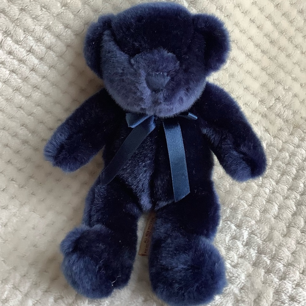 Creature Comforts Toys Inc Navy Blue Plush Bear Stuffed Animal Toy w Bow
